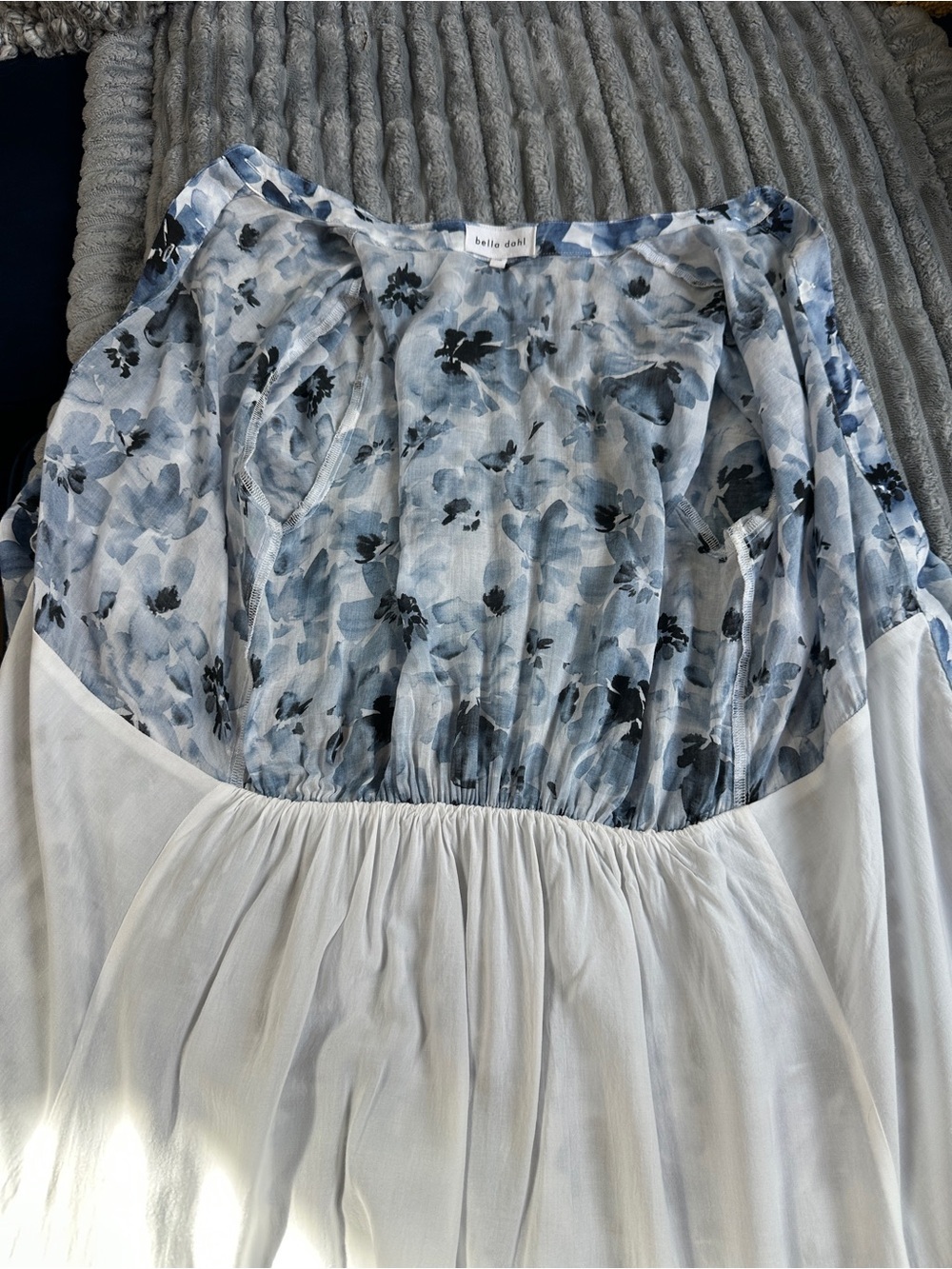 Bella Dahl midi maxi navy and white floral print lightweight shirt dress - Picture 7 of 11